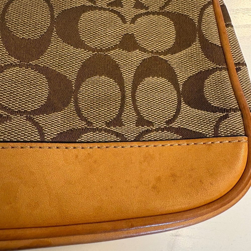 Vintage Coach Signature Demi Canvas Leather Y2K Shoulder Bag Brown Tan 6094 - Picture 9 of 16